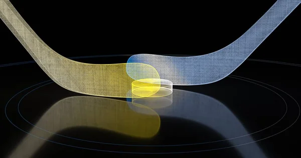 Holografik hokey geçmişi. Soyut spor görüntüsü. Hokey ağ yapısı. Dijital bilgisayar görüntüsü. Üretken resim. 3d illüstrasyon, 3d render