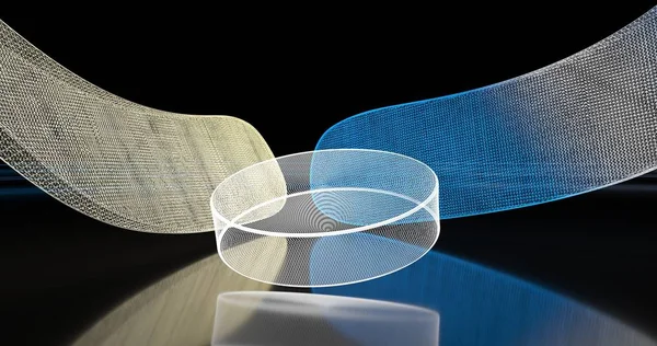 Holografik hokey geçmişi. Soyut spor görüntüsü. Hokey ağ yapısı. Dijital bilgisayar görüntüsü. Üretken resim. 3d illüstrasyon, 3d render