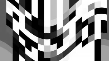 Psychedelic yanıp sönen siyah ve beyaz kareler dalga hareket 