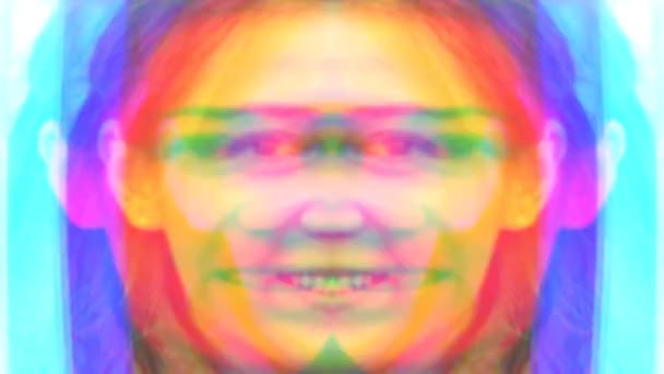 Regenbogenfarbe Verändert Psychedelische Gesichter — Stockvideo
