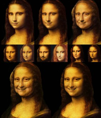 Florentine, Italya 1503 monalisa 'nın resim Leonardo da Vinci tarafından farklı sürümlerinde-erkek, Genç ve yaşlı bayan olarak.