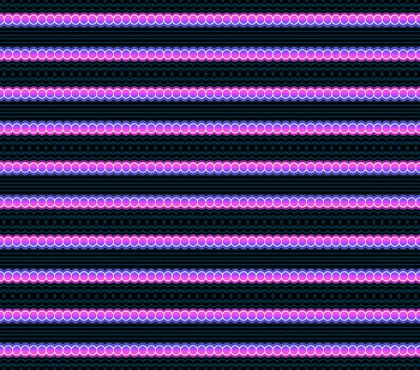 Szczegółowy Wzór Bez Szwu Czarnym Neonowym Fioletowym Paskami — Zdjęcie stockowe