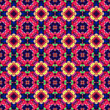 Dikişsiz Neşeli Mor Çiçek Deseni