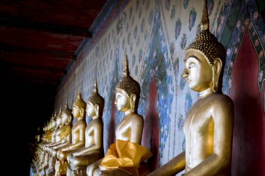 Buda Wat Arun Bangkok Tayland Budist veya turist at ödemek saygı.