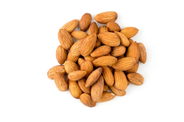 Almonds Isolated White Background Top View Clipping Path — Stock Photo, Image