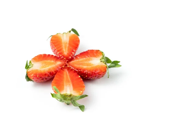 Fresh Red Strawberry Isolated White Background Clipping Path — Stock Photo, Image