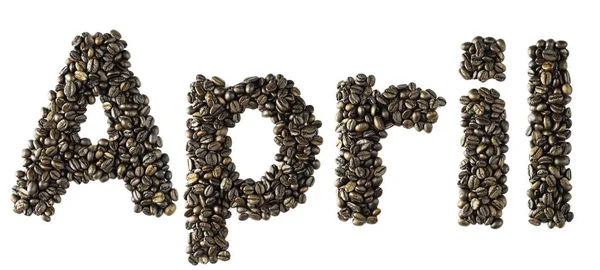 Rodzaj Ziarna Kawy Alfabetycznie Mówi Się April Jest Miesięczne Nazwisko — Zdjęcie stockowe