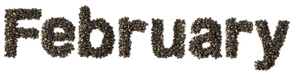 Kaffeebohnen Alphabetisch Sortieren Das Wort Ist Februar Das Ist Der — Stockfoto