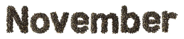 Coffee Bean Sort Alphabetically Word November Which Month Name Calendar — Stock Photo, Image