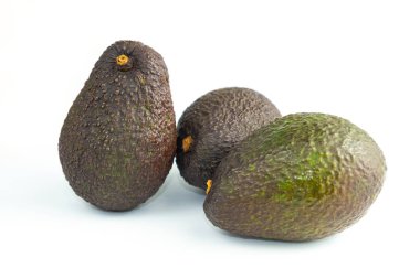 Avokado, Avrupa ve Amerika 'da popüler bir meyvedir. Sağlığa çok yararlı olan birçok besin, vitamin ve minerale sahiptir. Bilimsel adı Persea Americana Mill. beyaz arkaplanda izole.