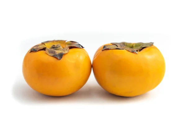 Persimmon Est Fruit Jaune Porte Nom Scientifique Diospyros Kaki Isolé — Photo