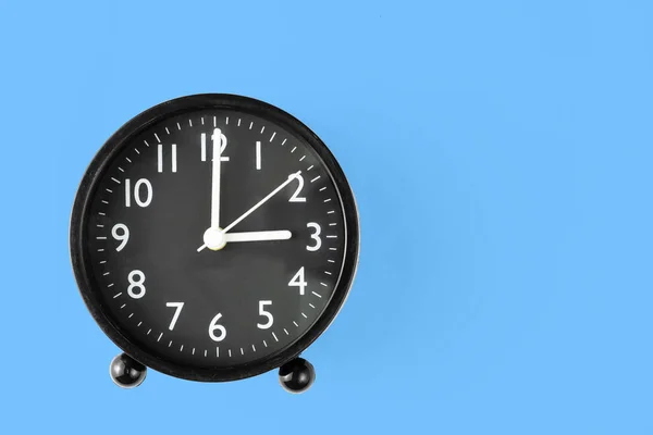 Clock Black Clock Clock Top View Blue Background Clipping Path — Stock Photo, Image
