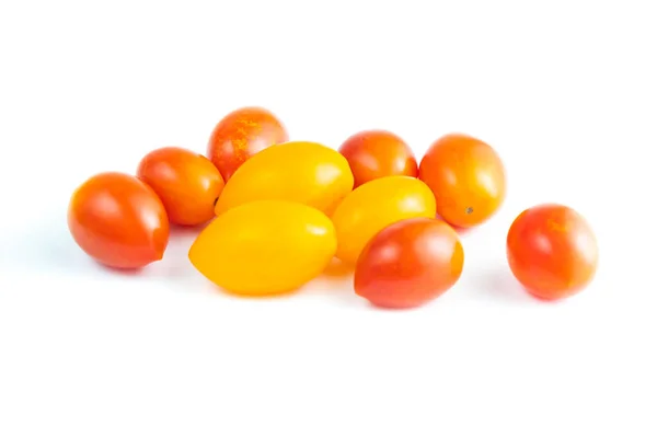 Tomates Cerises Solanum Lycopersicum Var Cerasiforme Isolé Sur Fond Blanc — Photo