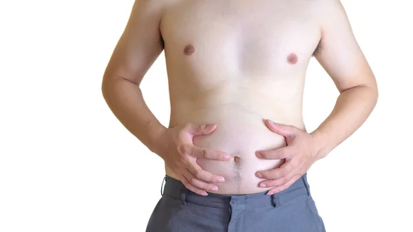 Young Man Has Fat Belly Have Lot Belly Fat Which — Stock Photo, Image