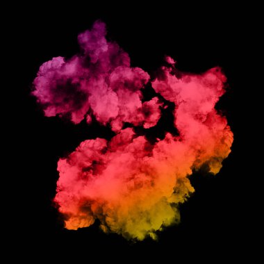 Siyah arkaplan üzerindeki renkli duman, ateş tasarımının hareketi