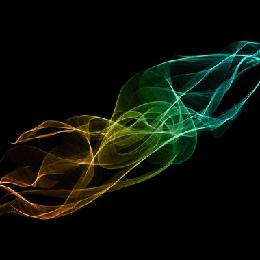 Siyah arkaplan üzerindeki renkli duman, ateş tasarımının hareketi