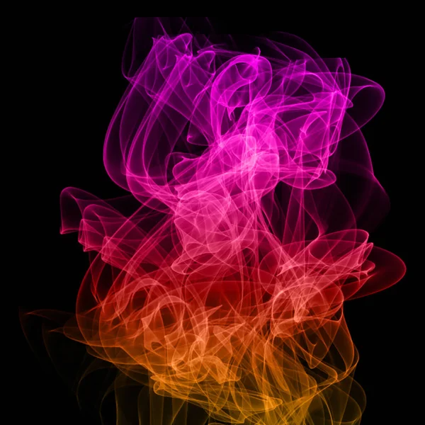 Abstrait Fumée Colorée Sur Fond Noir Mouvement Conception Feu — Photo