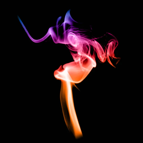 Colorful Smoke Abstract Black Background Movement Fire Design — Stock Photo, Image