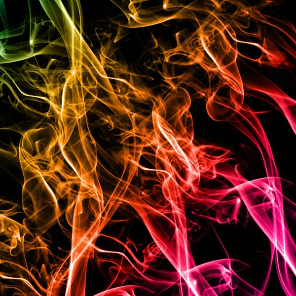 Humo Colorido Abstracto Sobre Fondo Negro Movimiento Diseño Fuego — Foto de Stock