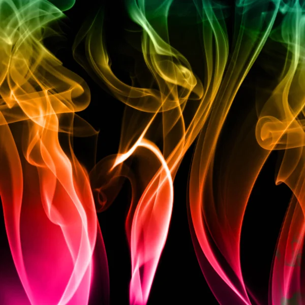 Colorful Smoke Abstract Black Background Movement Fire Design — Stock Photo, Image