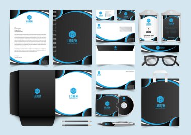 Corporate Identity Set. Stationery Template Design Kit. Branding Template Editable Brand Identity pack with abstract halftone effect background for Business Company and Finance Vector clipart