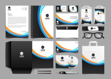 Classic full stationery template design. Documentation for business clipart