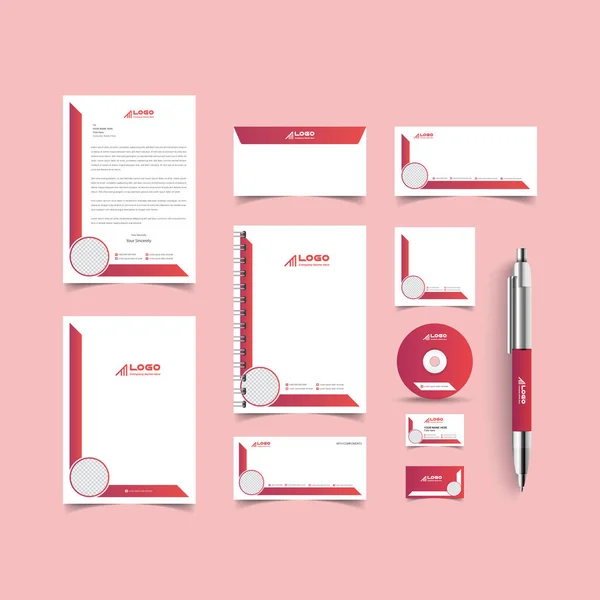 Corporate Identity Set Stationery Sjabloon Ontwerp Kit Merk Template Editable — Stockvector