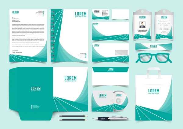 Corporate Identity Set Stationery Sjabloon Ontwerp Kit Merk Template Editable — Stockvector