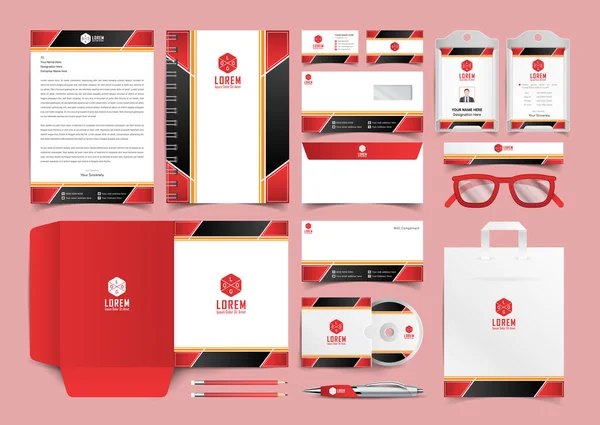 Vállalati Személyazonosság Készlet Irodaszer Template Design Kit Branding Template Editable — Stock Vector