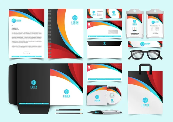 Vállalati Személyazonosság Készlet Irodaszer Template Design Kit Branding Template Editable — Stock Vector