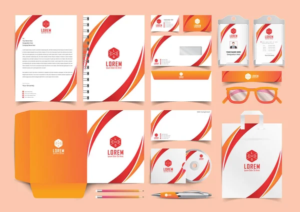 Vállalati Személyazonosság Készlet Irodaszer Template Design Kit Branding Template Editable — Stock Vector