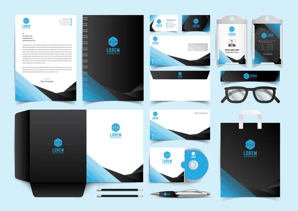 Corporate Identity Set Stationery Template Design Kit Branding Template Editable — Stock Vector