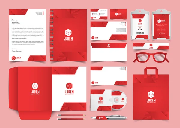 Set Identità Aziendale Cartoleria Template Design Kit Brand Identity Pack — Vettoriale Stock