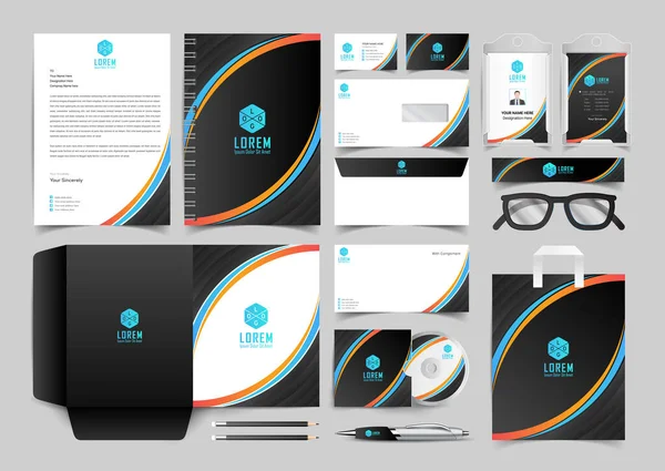 Corporate Identity Set Stationery Template Design Kit Branding Template Editable — Stock Vector