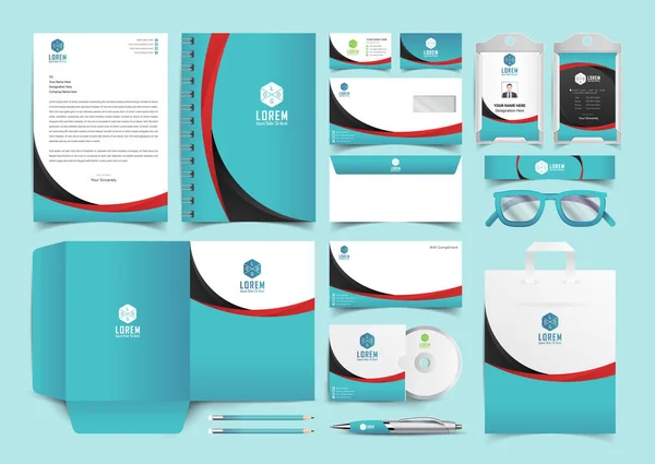 Corporate Identity Set Stationery Sjabloon Ontwerp Kit Merk Template Editable — Stockvector