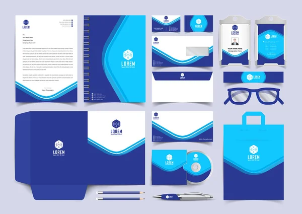 Diseño Clásico Plantilla Papelería Completa Documentación Para Las Empresas — Vector de stock