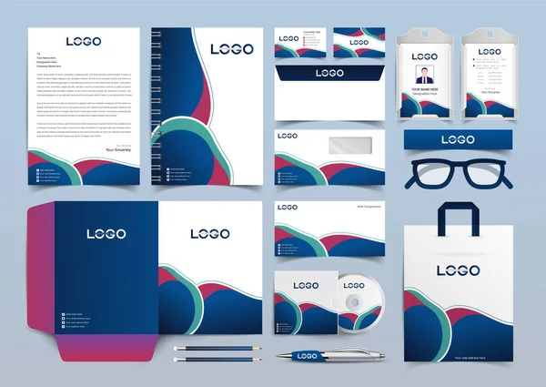 Corporate Premium Identity Branding Design Stationery Mockup Vector Megapack Set — Stock Vector