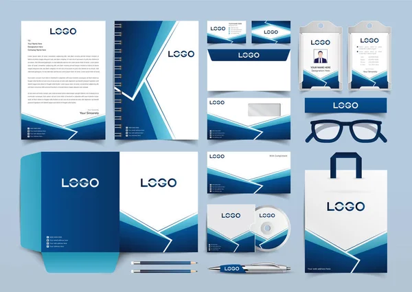 Corporate Identity Set Stationery Template Design Kit Branding Template Editable — Stock Vector