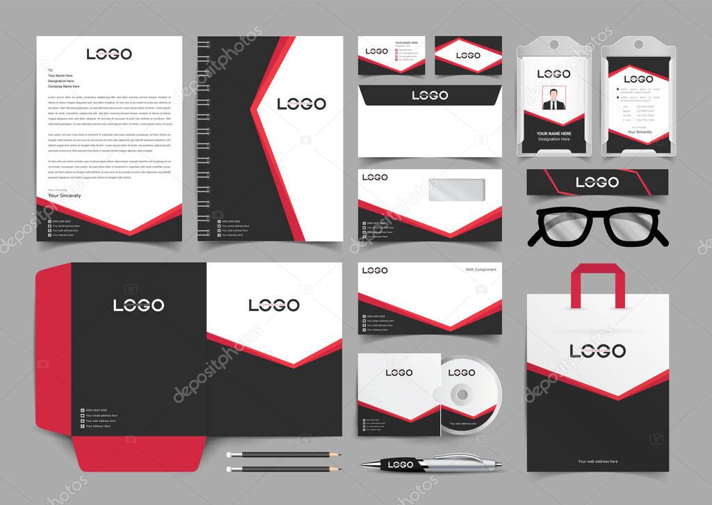 corporate identity template with digital elements. Vector company style for brand book and guideline. EPS 10
