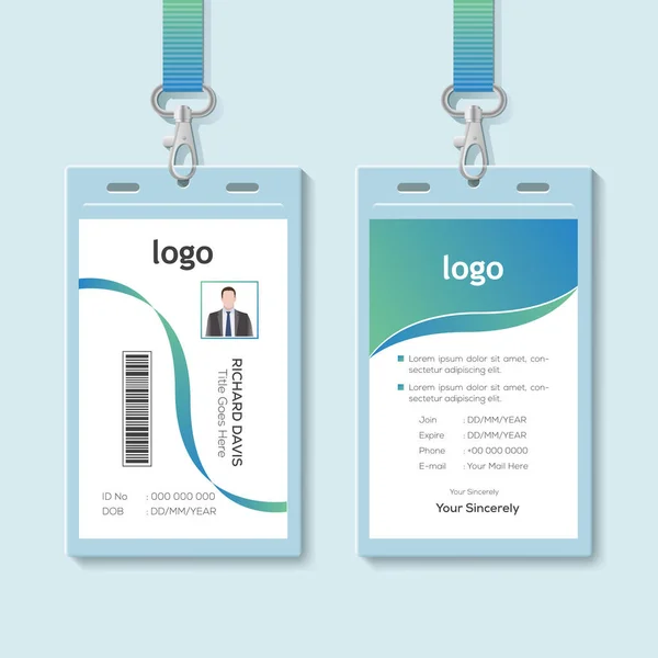 Κάρτα Ταυτότητας Απομονωμένη Διανυσματική Απεικόνιση Κορδονιού Λευκά Πλαστική Κάρτα Πρόσβασης — Διανυσματικό Αρχείο