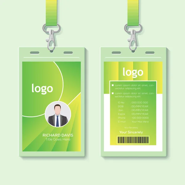 Card Lanyard Set Isolated Vector Illustration Blank Plastic Access Card — Stock Vector