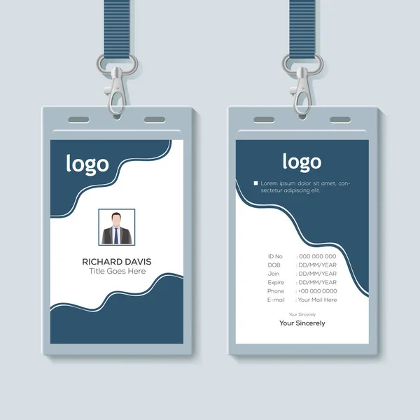 Card Lanyard Set Isolator Illustration Blanko Zutrittskarte Aus Kunststoff Namensschildhalter — Stockvektor