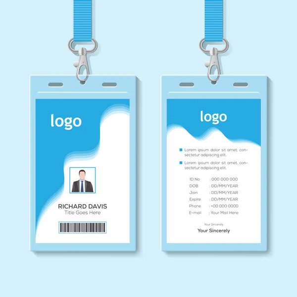 带有落脚集隔离向量图解的Id卡 空白塑料出入卡 带销带的姓名标签持有人 公司卡钥匙 个人安全徽章 记者活动通行证模板 — 图库矢量图片
