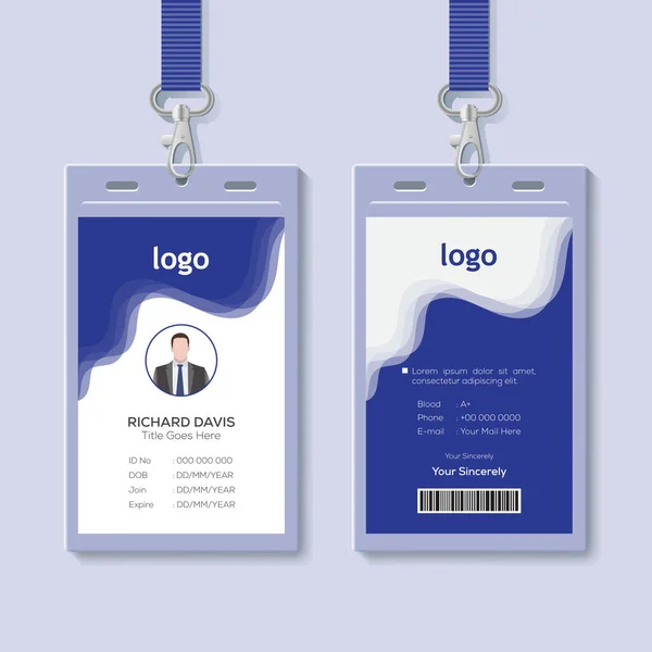 Card Lanyard Set Isolator Illustration Blanko Zutrittskarte Aus Kunststoff Namensschildhalter — Stockvektor