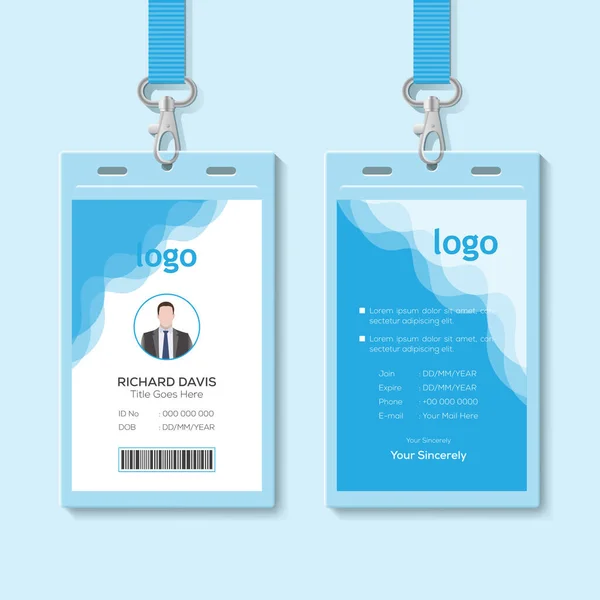 Card Lanyard Set Isolated Vector Illustration Blank Plastic Access Card — Stock Vector