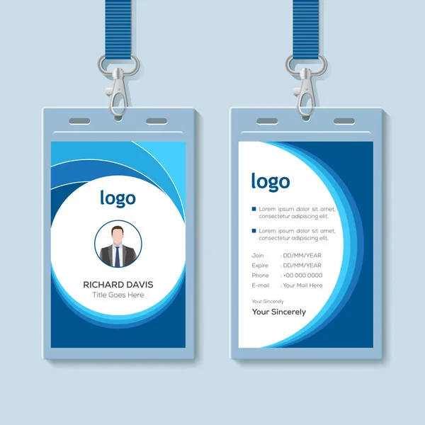 Tarjeta Identificación Con Juego Cordones Ilustración Vectorial Aislada Tarjeta Acceso — Vector de stock