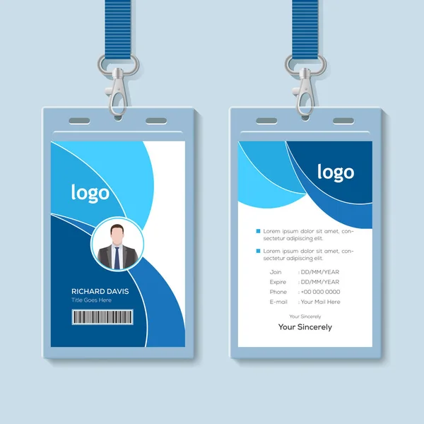 Card Lanyard Set Isolator Illustration Blanko Zutrittskarte Aus Kunststoff Namensschildhalter — Stockvektor