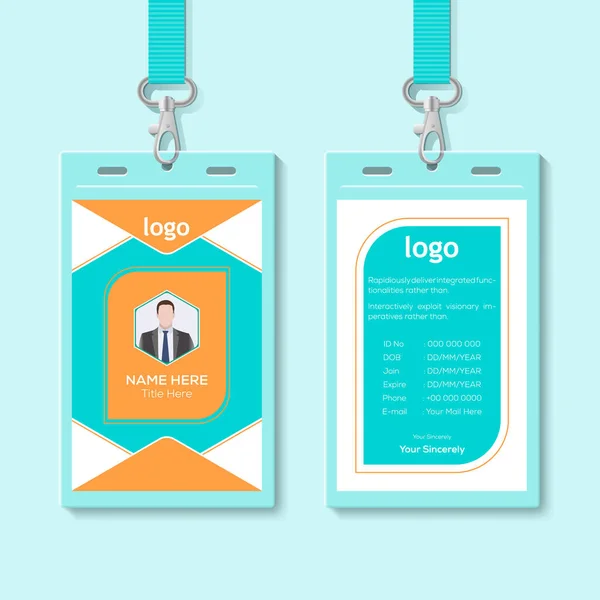 Card Lanyard Set Isolator Illustration Blanko Zutrittskarte Aus Kunststoff Namensschildhalter — Stockvektor