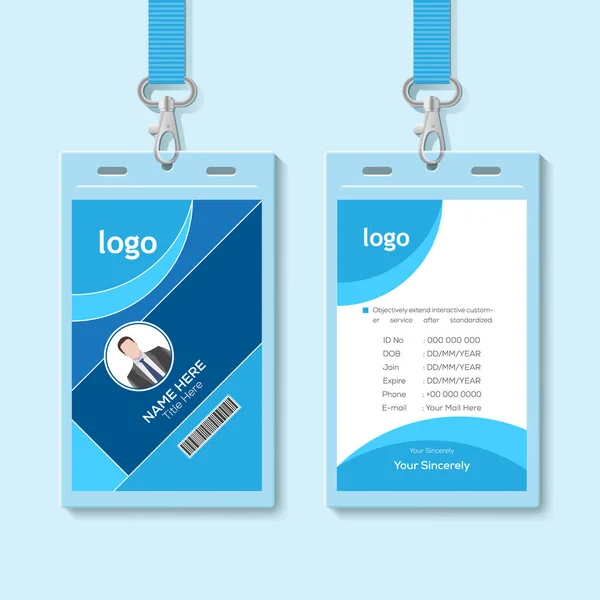 Card Lanyard Set Isolator Illustration Blanko Zutrittskarte Aus Kunststoff Namensschildhalter — Stockvektor