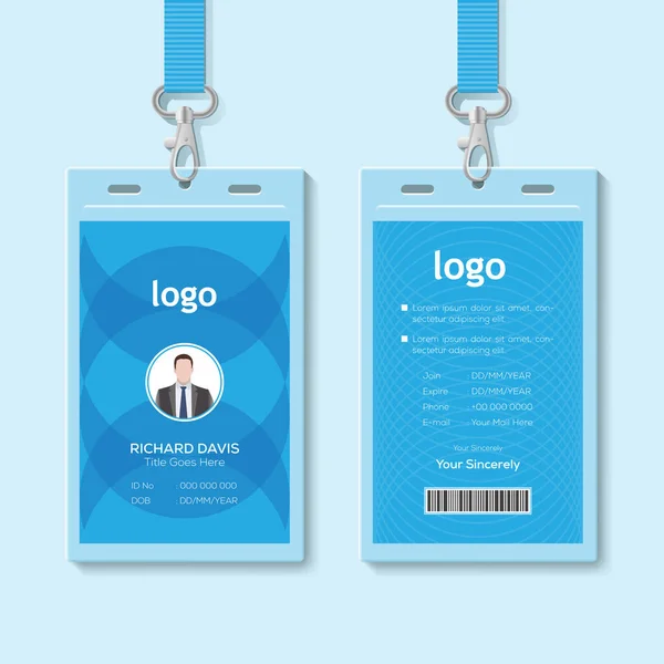 Card Lanyard Set Isolator Illustration Blanko Zutrittskarte Aus Kunststoff Namensschildhalter — Stockvektor